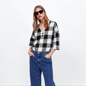Zara Basic Linen Blend Blouse